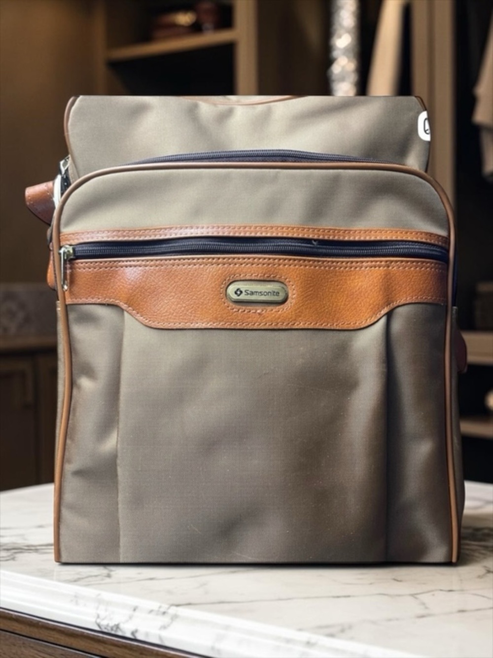 Samsonite Vintage Shoulder Bag Messenger Briefcase Luggage Tan Brown Leather​​